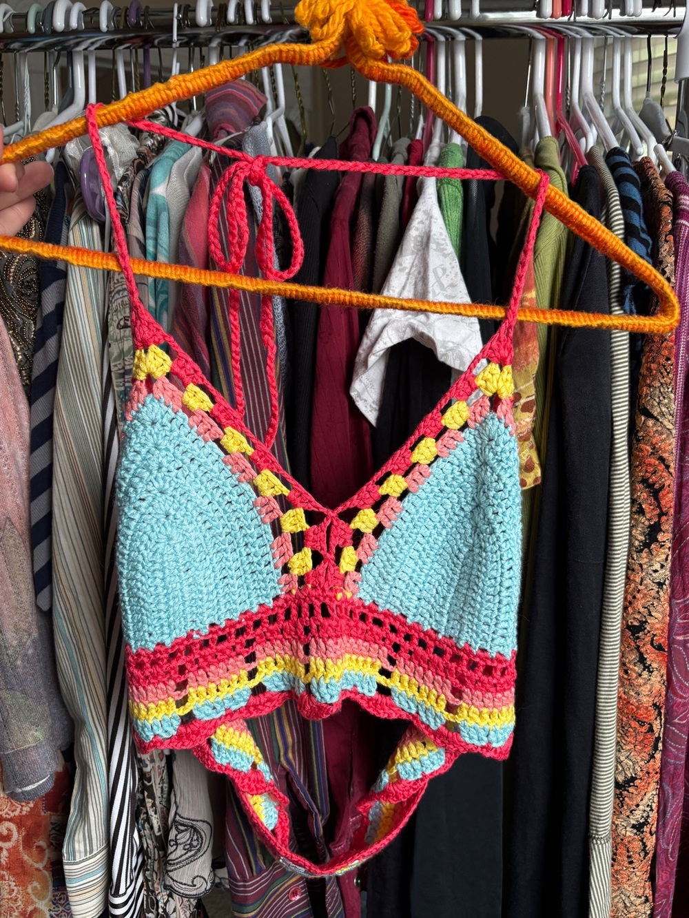 Handmade Crotchet Colorful Tie Tank Top